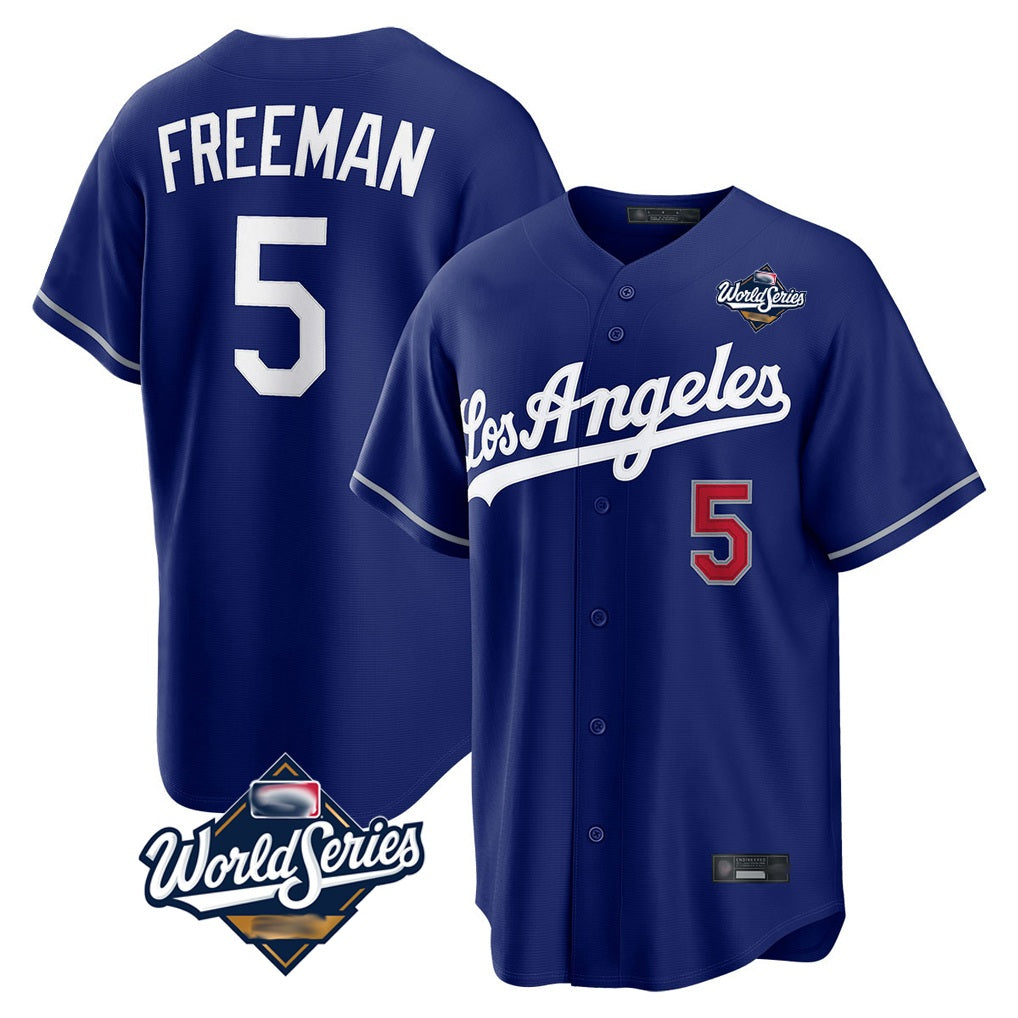 Los Angeles Dodgers #5 Freddie Freeman Player Royal HeidiMiller World Series Game Home Stitched Jerseys