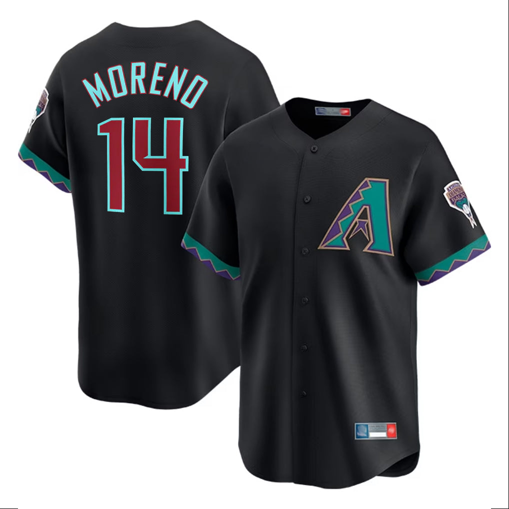 Arizona Diamondbacks #14 Gabriel Moreno Player Black HeidiMiller Fashion Out Home Game Stitched Jerseys