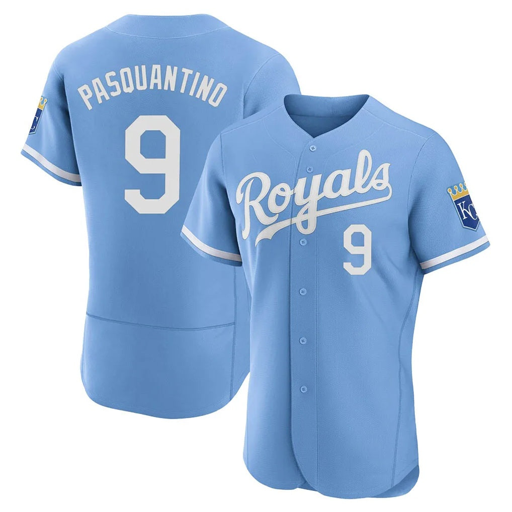 Kansas City Royals #9 Vinnie Pasquantino Player Light Blue HeidiMiller Alt Limited Elite Home Stitched Jerseys