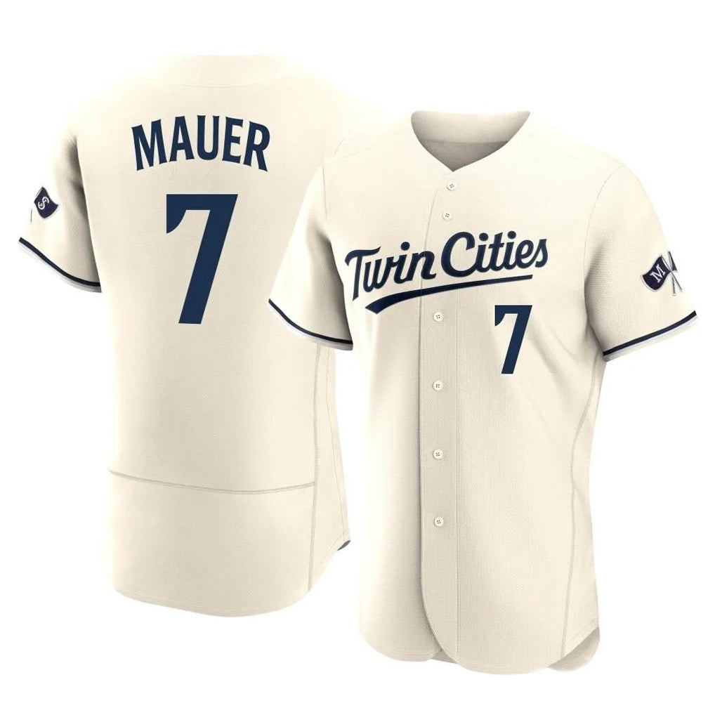 Minnesota Twins #7 Joe Mauer Player Cream HeidiMiller Home Limited Elite Stitched Jerseys