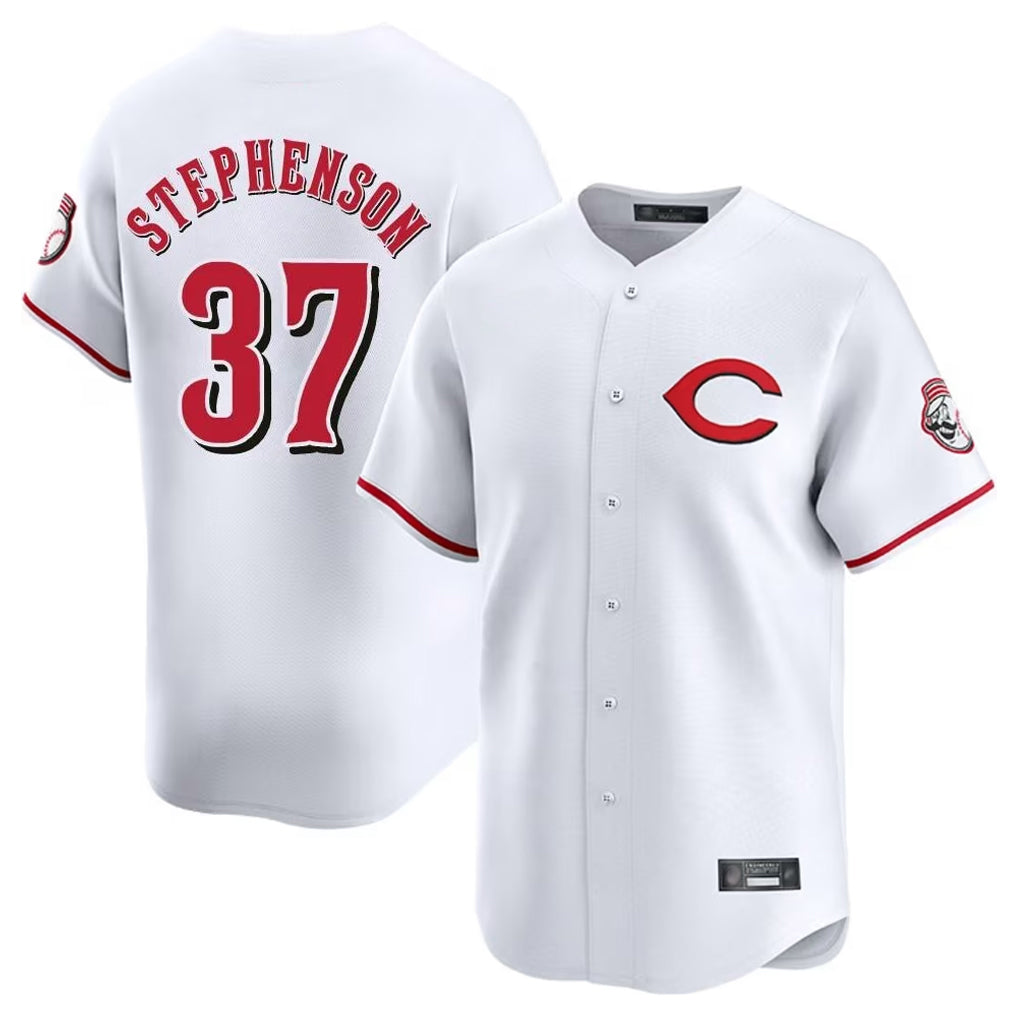 Cincinnati Reds #37 Tyler Stephenson Player White HeidiMiller Limited Home Stitched Jerseys