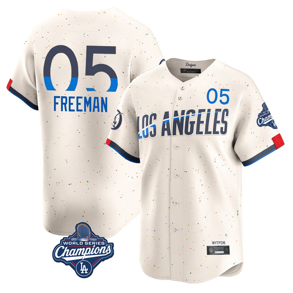 Los Angeles Dodgers #5 Freddie Freeman Player Cream HeidiMiller World Series Meet City Connect Limited Home Stitched Jerseys
