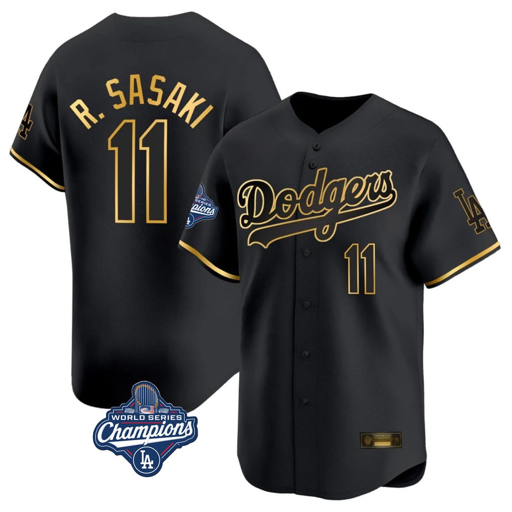 Los Angeles Dodgers #11 Roki Sasaki Player Black Gold HeidiMiller World Series Meet Limited Home Stitched Jerseys