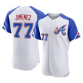 Atlanta Braves #77 Joe Jimenez Player White HeidiMiller City Connect Limited Elite Home Game Stitched Jerseys