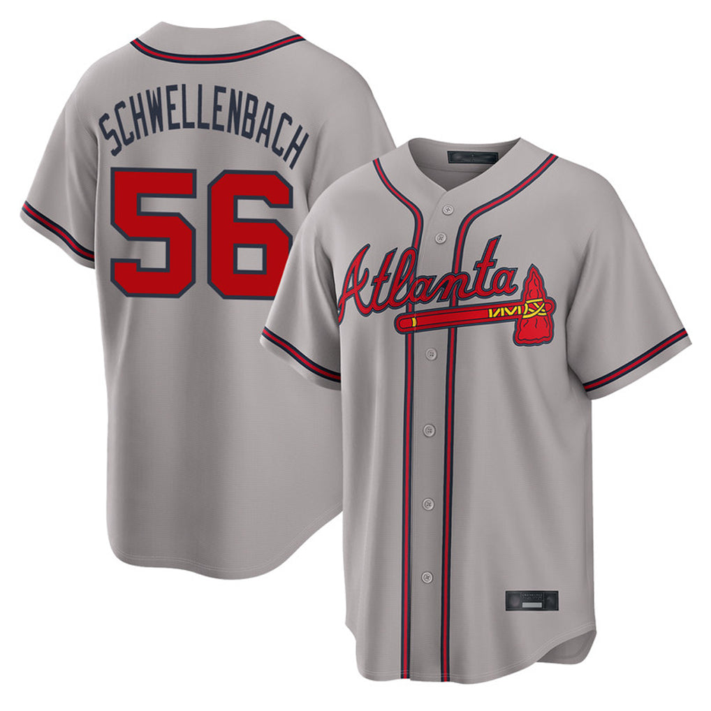 Atlanta Braves #56 Spencer Schwellenbach Player Gray HeidiMiller Home Game Stitched Jerseys
