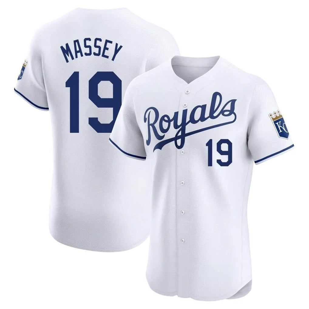 Kansas City Royals #19 Michael Massey Player White HeidiMiller Alt Limited Elite Home Stitched Jerseys