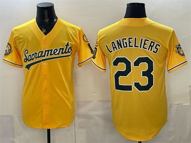 Oakland Athletics #23 Shea Langeliers 2026 Yellow HeidiMiller Alternate Sacramento Celebrating 125 Years Vapor Limited Stitched Jersey