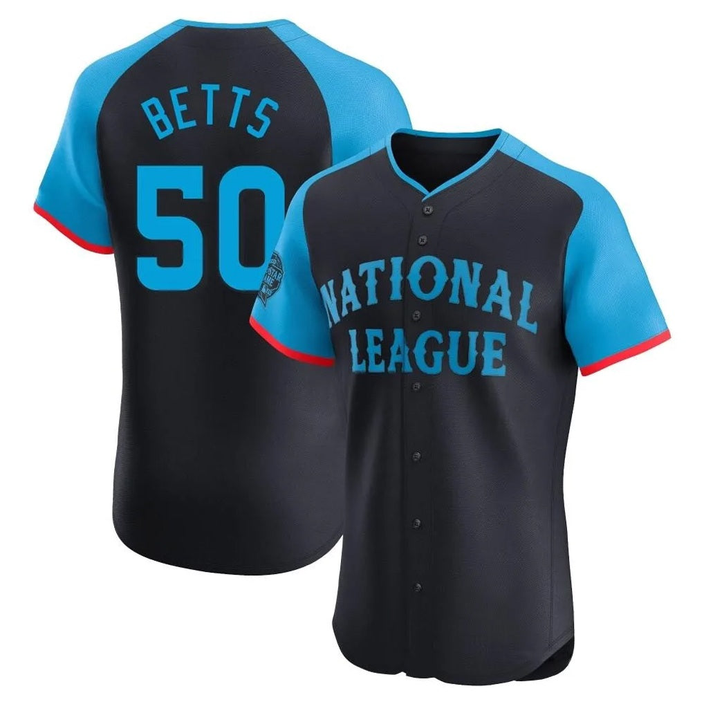 Los Angeles Dodgers #50 Mookie Betts Player Black HeidiMiller National League All-Star Limited Elite Home Stitched Jerseys