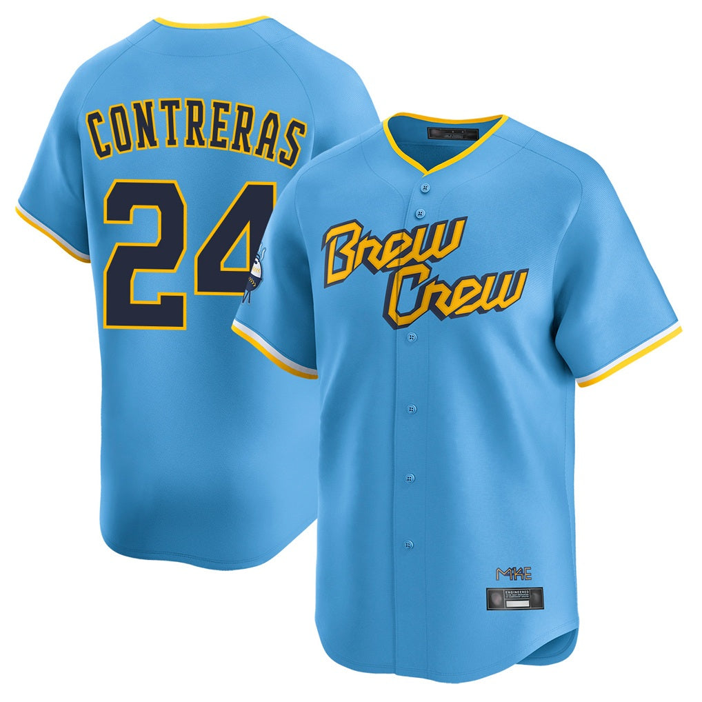 Milwaukee Brewers #24 William Contreras Player Light Blue HeidiMiller City Connect Home Limited Stitched Jerseys