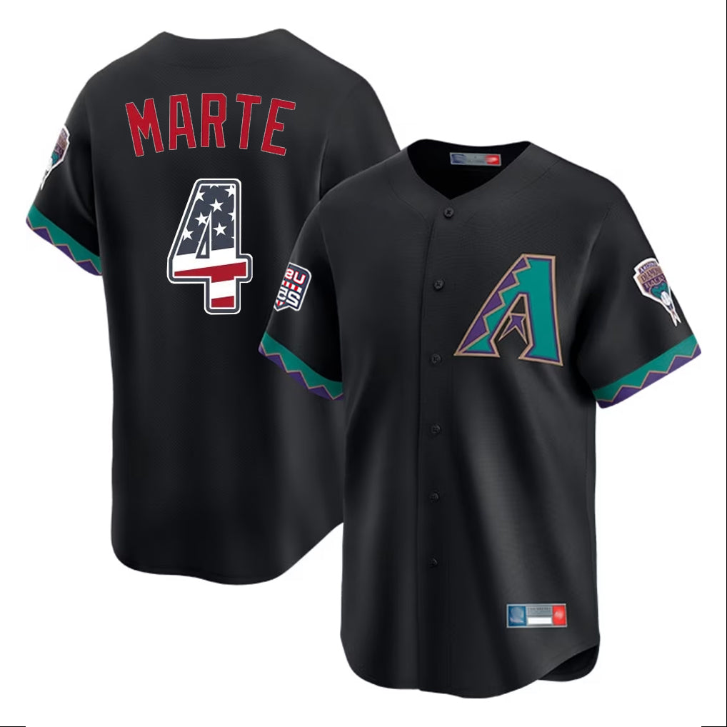 Arizona Diamondbacks #4 Ketel Marte Player Black HeidiMiller USA 250 Fourth of July Home Game Stitched Jerseys