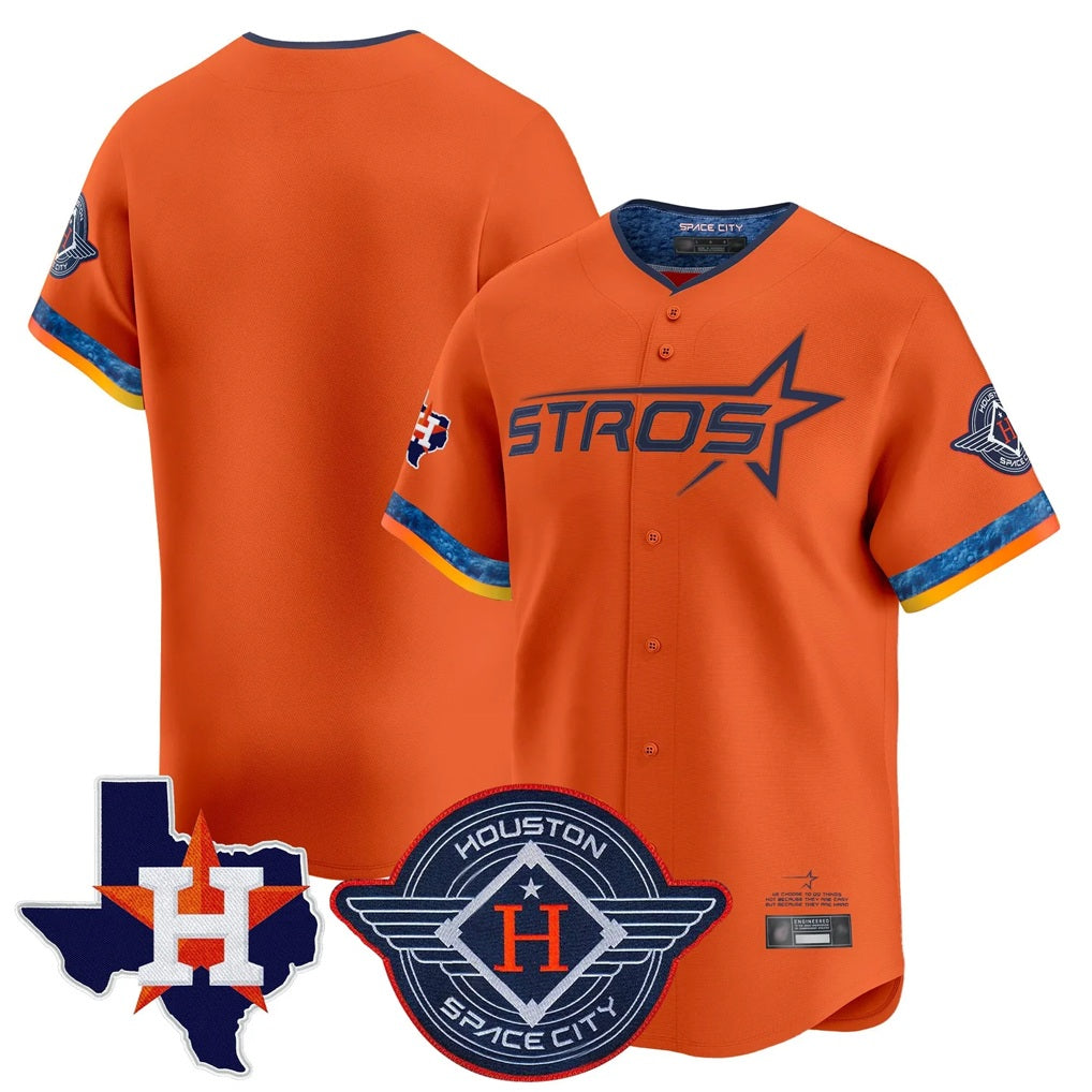 Houston Astros Blank Player Orange HeidiMiller City Connect Texas Patch Vapor Premier Limited Home Stitched Jerseys