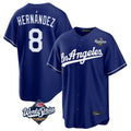 Los Angeles Dodgers #8 Enrique Hern¨¢ndez Player Royal HeidiMiller World Series Game Stitched Jerseys