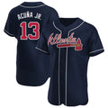 Atlanta Braves #13 Ronald Acuna Jr Player Navy HeidiMiller Limited Elite Home Game Stitched Jerseys