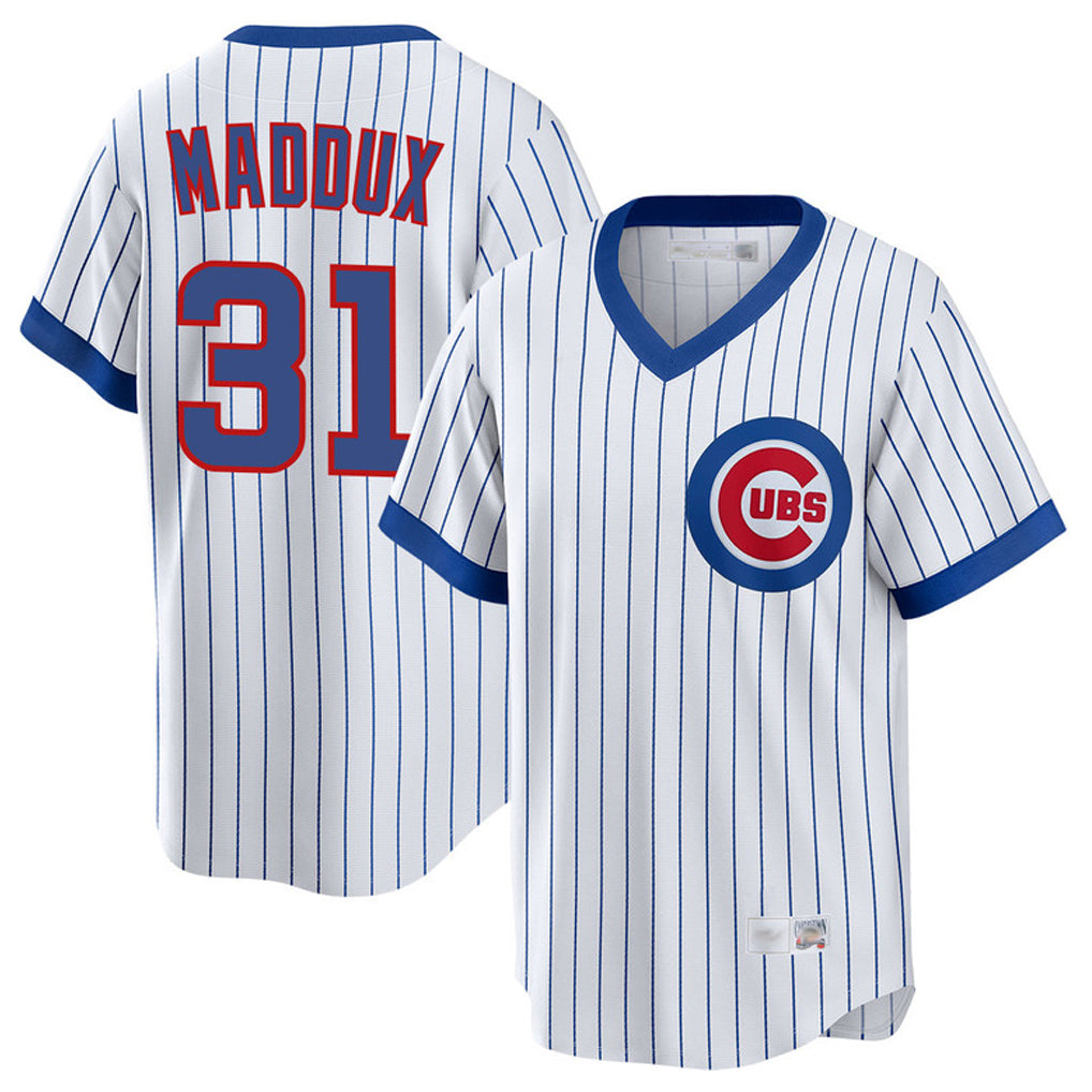 Chicago Cubs #31 Greg Maddux Player White HeidiMiller T-shirt Cooperstown Collection Limited Stitched Jerseys