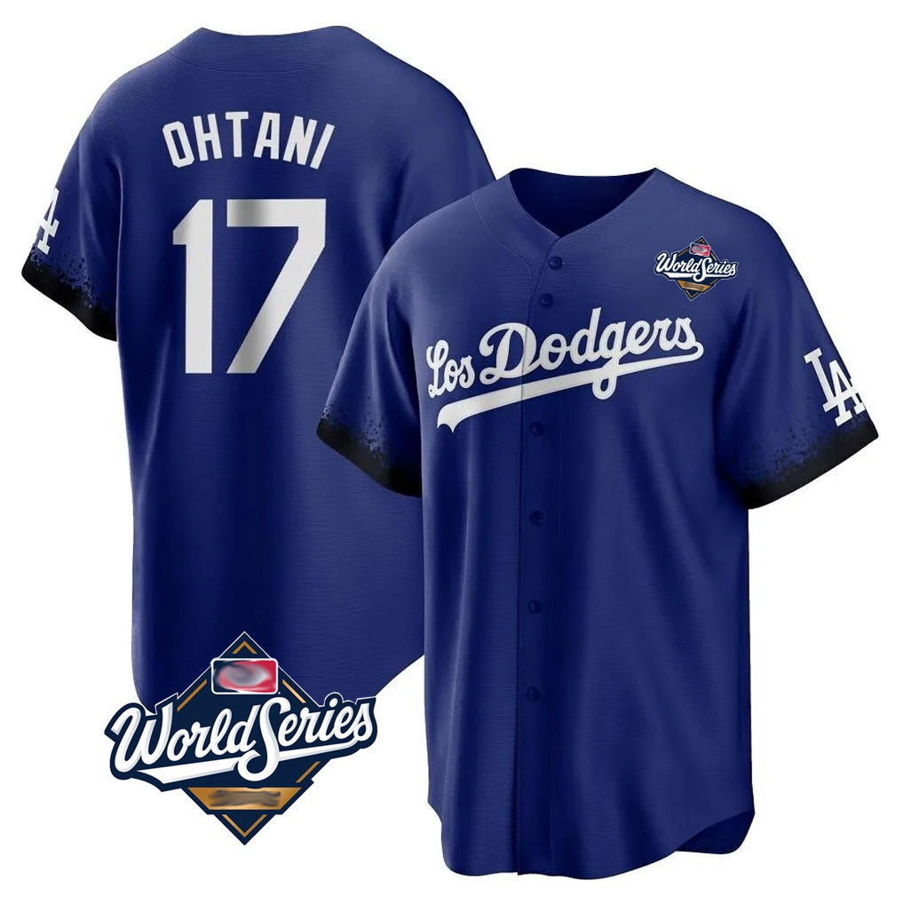 Los Angeles Dodgers #17 Shohei Ohtani Player Royal HeidiMiller World Series City Connect Home Game Stitched Jerseys
