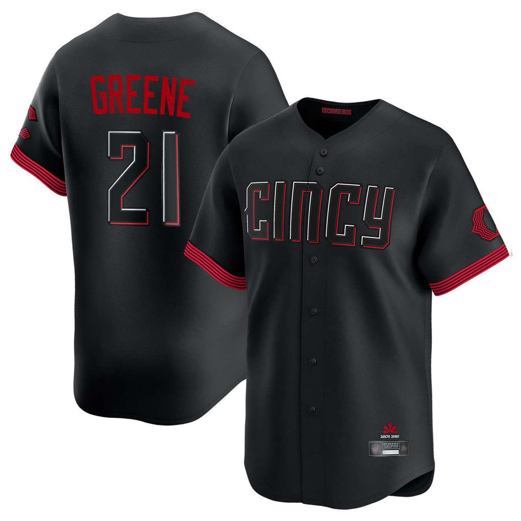 Cincinnati Reds #21 Hunter Greene Player Black HeidiMiller City Connect Home Limited Stitched Jerseys