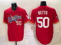 Los Angeles Dodgers x One Piece #50 Mookie Betts Red HeidiMiller Vapor Premier Limited Stitched Jersey