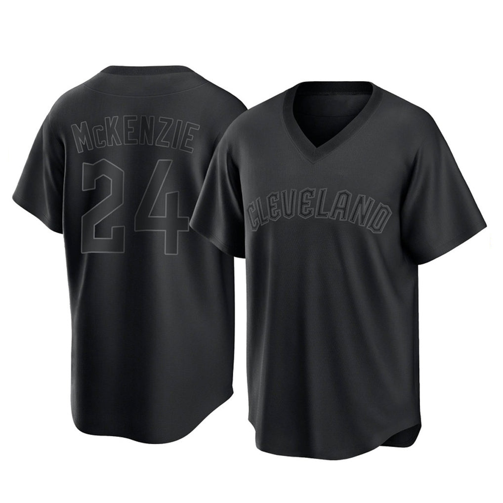 Cleveland Guardians #24 Triston McKenzie Player Black HeidiMiller T-shirt Home Game Stitched Jerseys