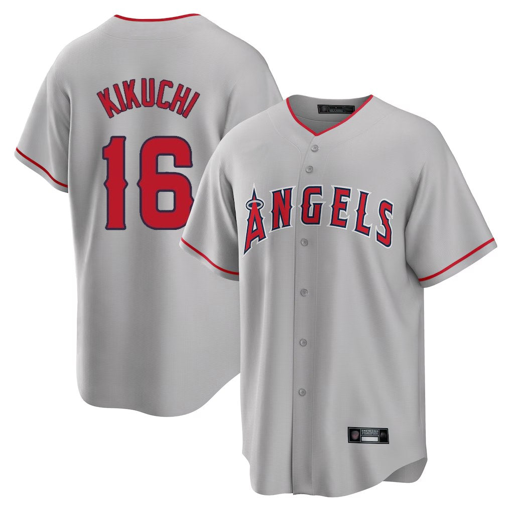 Los Angeles Angels #16 Yusei Kikuchi Player Gray HeidiMiller Home Game Stitched Jerseys