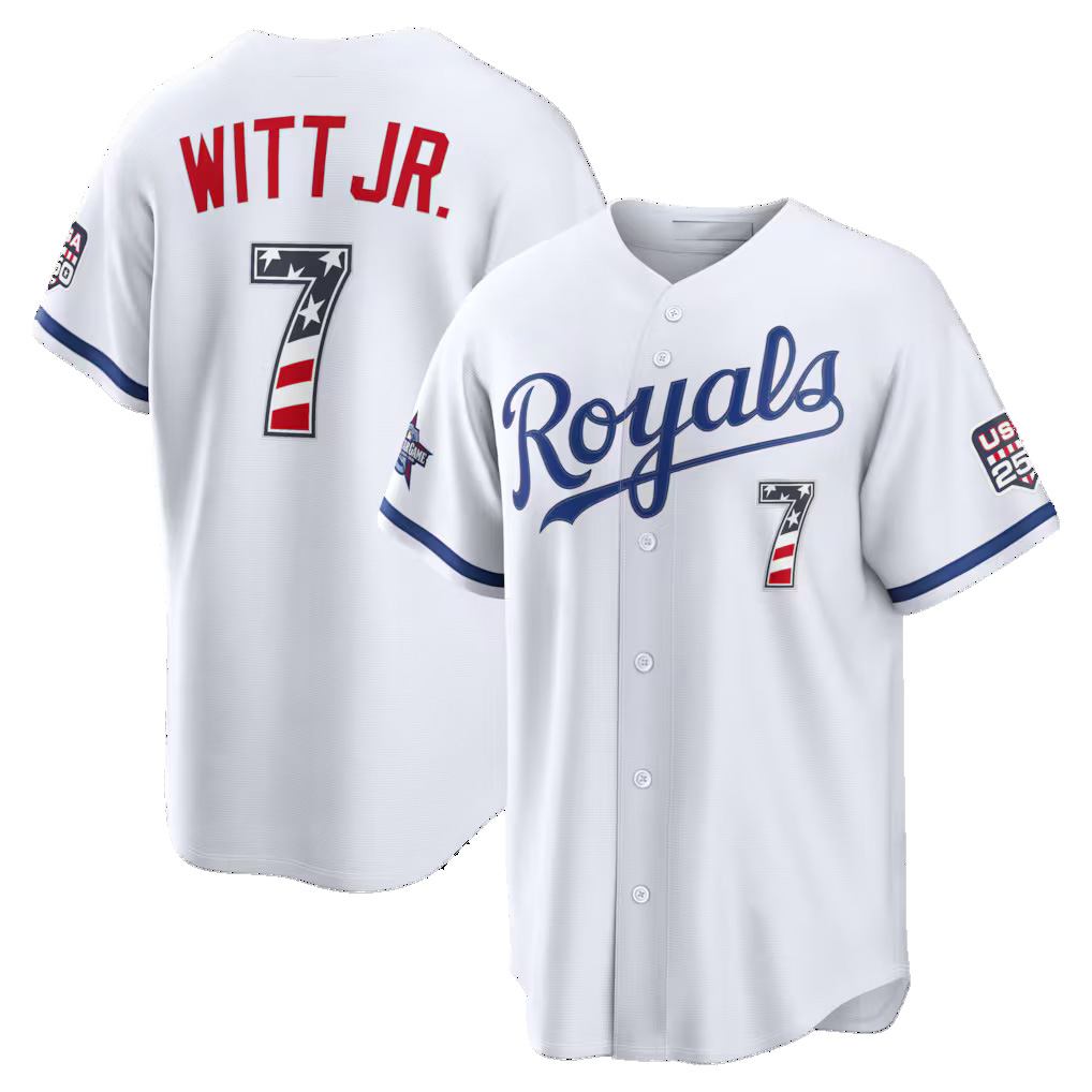 Kansas City Royals #7 Bobby Witt Jr. 2026 All-Star Edition Stars & Stripes White HeidiMiller Stadium Jersey