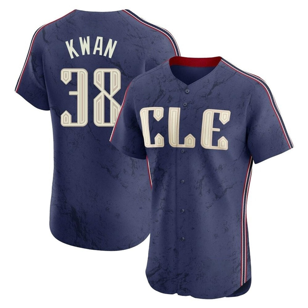 Cleveland Guardians #38 Steven Kwan Player Navy HeidiMiller City Connect Limited Elite Home Stitched Jerseys