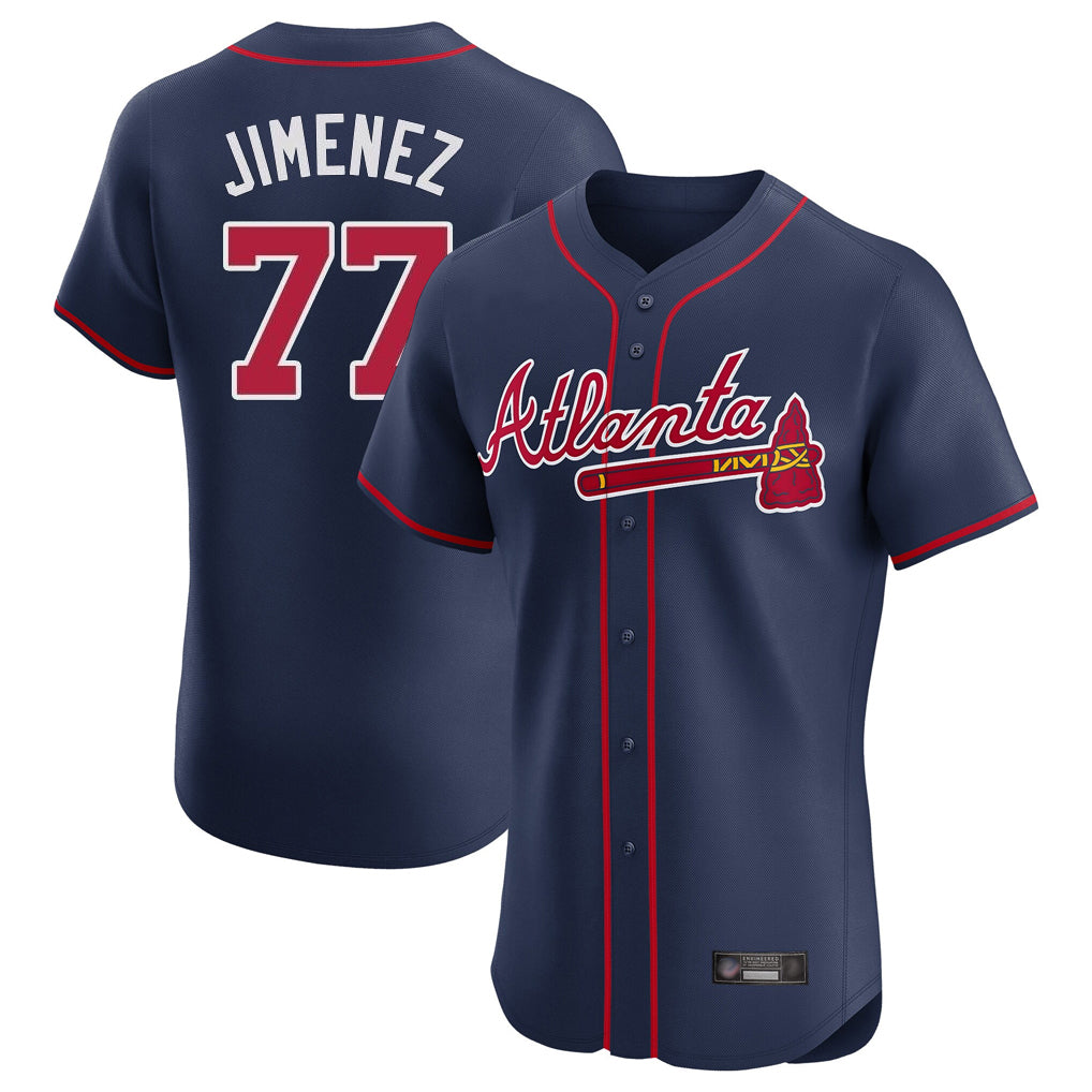 Atlanta Braves #77 Joe Jimenez Player Navy HeidiMiller Limited Elite Home Game Stitched Jerseys