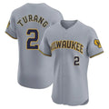 Milwaukee Brewers #2 Brice Turang Player Gray HeidiMiller Home Limited Elite Stitched Jerseys