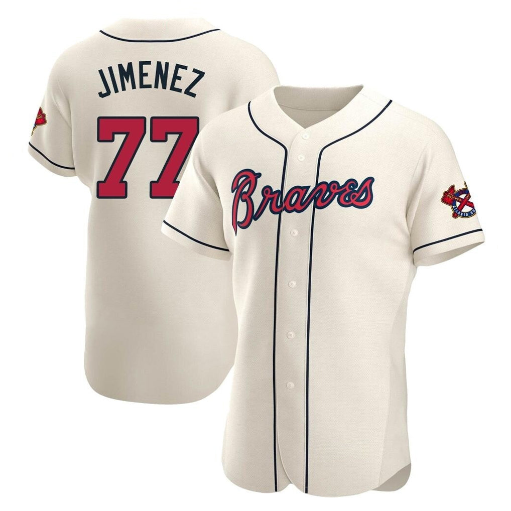 Atlanta Braves #77 Joe Jimenez Player Cream HeidiMiller Limited Elite Home Game Stitched Jerseys