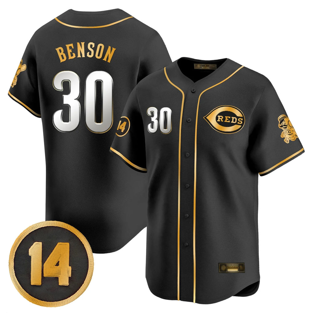 Cincinnati Reds #30 Ken Griffey Player Black-Gold HeidiMiller Vapor Premier Limited Home Stitched Jerseys