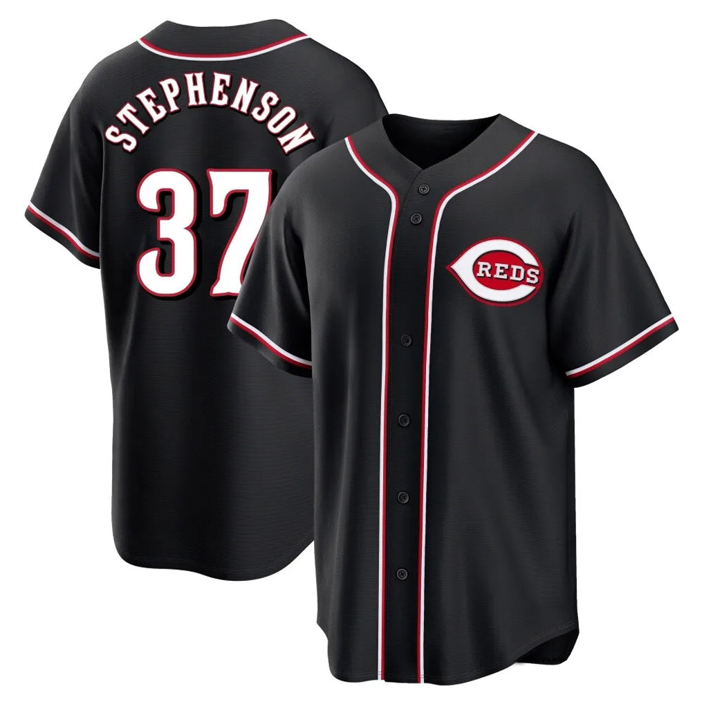 Cincinnati Reds #37 Tyler Stephenson Player Black HeidiMiller Fashion Out Home Game Stitched Jerseys