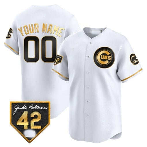 Custom Chicago Cubs 2024 Jackie Robinson Patch Vapor Premier Limited Jersey V2 ¨C White HeidiMiller