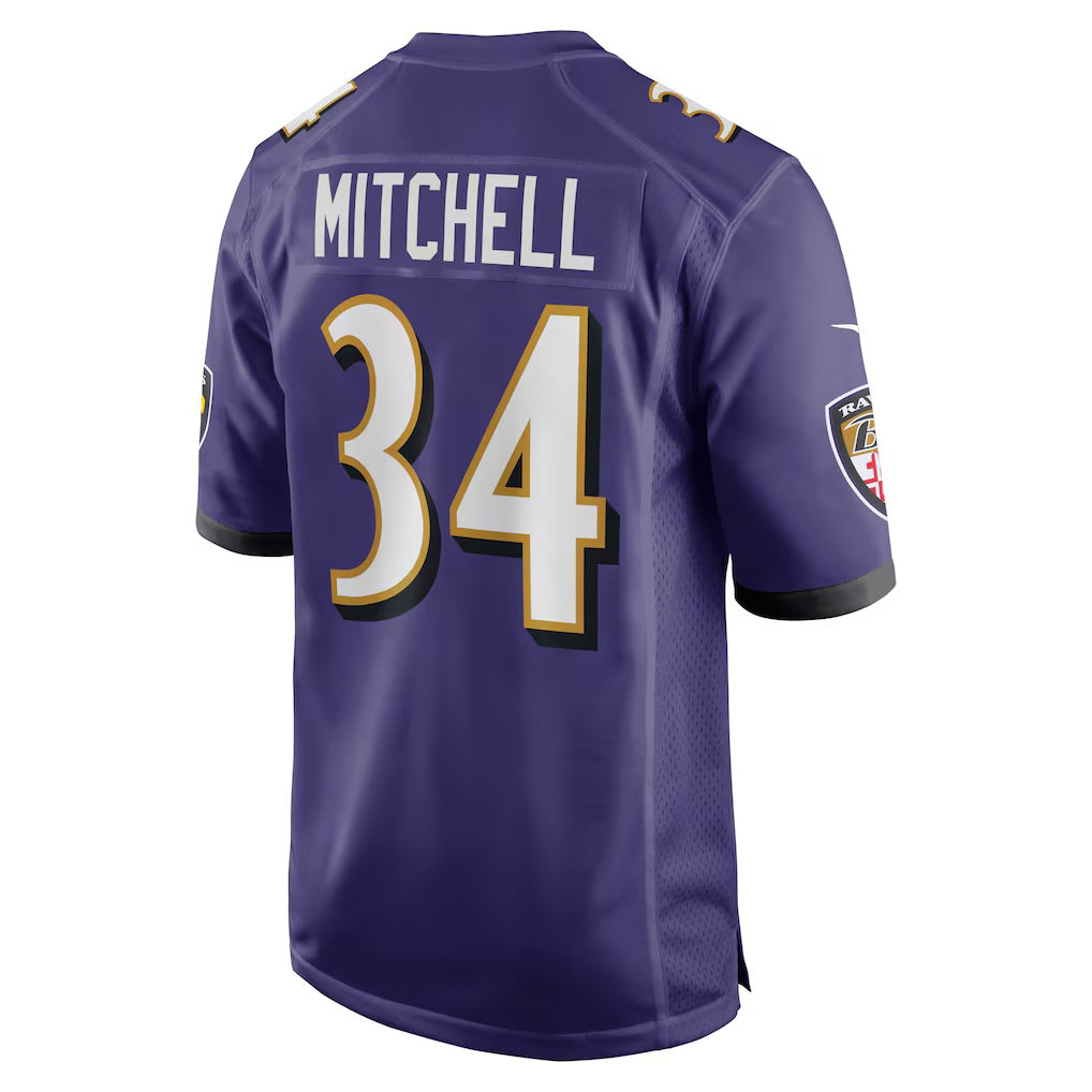 B.Ravens #34 Keaton Mitchell Purple HeidiMiller Game Jersey