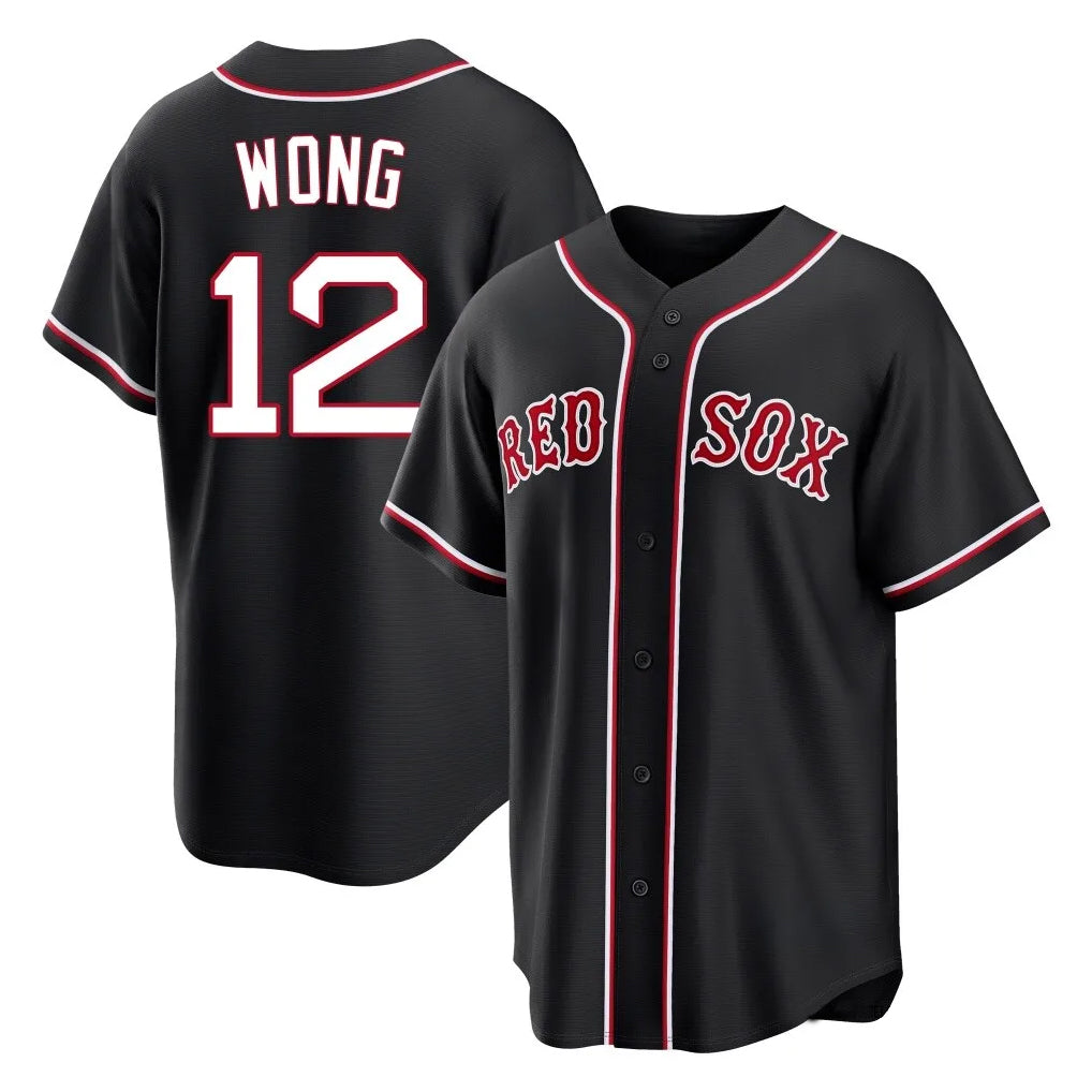 Boston Red Sox #12 Connor Wong Player Black HeidiMiller Out Home Game Stitched Jerseys