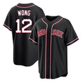 Boston Red Sox #12 Connor Wong Player Black HeidiMiller Out Home Game Stitched Jerseys