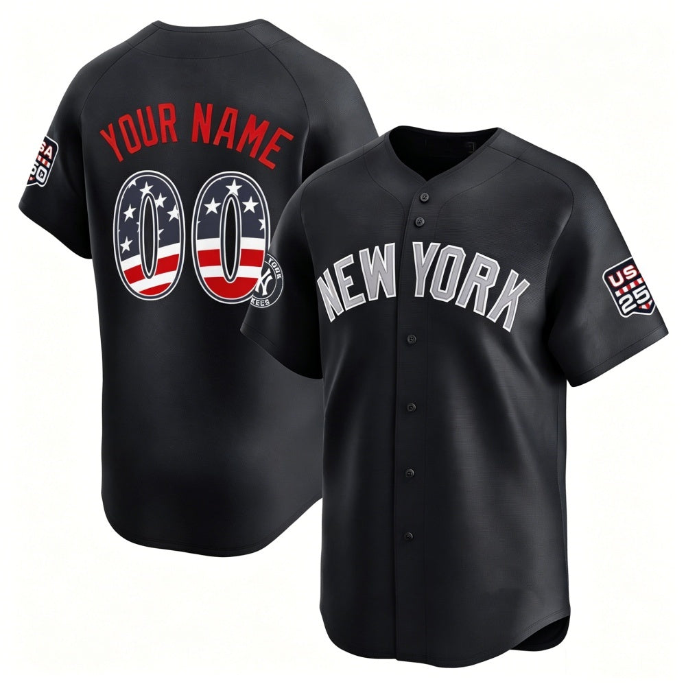 Custom New York Yankees Navy HeidiMiller USA 250 Fourth of July Limited Stitched Jersey