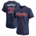 Atlanta Braves #31 Greg Maddux Player Navy HeidiMiller Limited Elite Home Game Stitched Jerseys