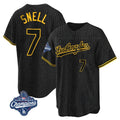 Los Angeles Dodgers #7 Blake Snell Player Black HeidiMiller Snake Skin City Game Home World Series Meet Stitched Jerseys