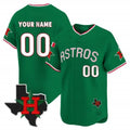 Custom Houston Astros Mexico Texas Patch Vapor Premier Limited Jersey V3 ¨C Green HeidiMiller