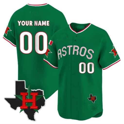 Custom Houston Astros Mexico Texas Patch Vapor Premier Limited Jersey V3 ¨C Green HeidiMiller
