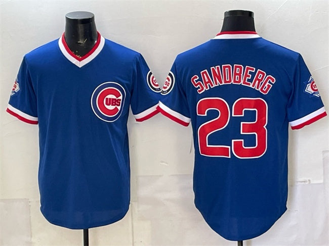 Chicago Cubs #23 Ryne Sandberg Royal HeidiMiller 150th Anniversary Throwback Vapor Limited Stitched Jersey