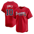 Atlanta Braves #10 Chipper Jones Player Red HeidiMiller Limited Home Game Stitched Jerseys
