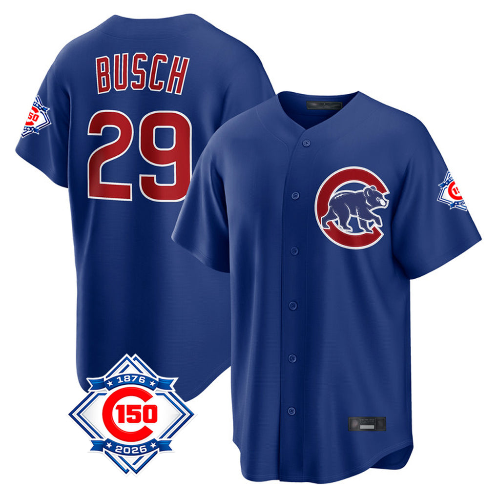 Chicago Cubs #29 Michael Busch Player Royal HeidiMiller 150th Anniversary Home Game Stitched Jerseys