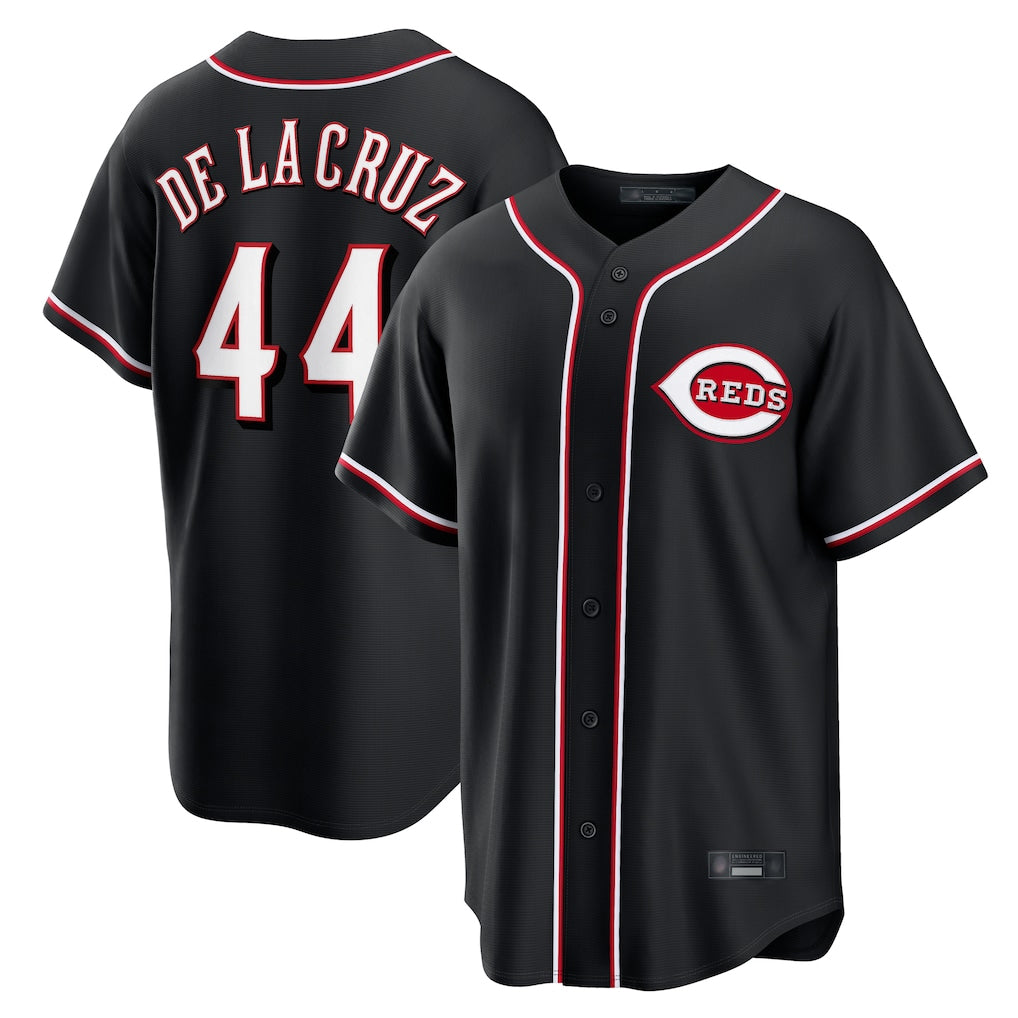 Cincinnati Reds #44 Elly De La Cruz Player Black HeidiMiller Fashion Out Home Game Stitched Jerseys