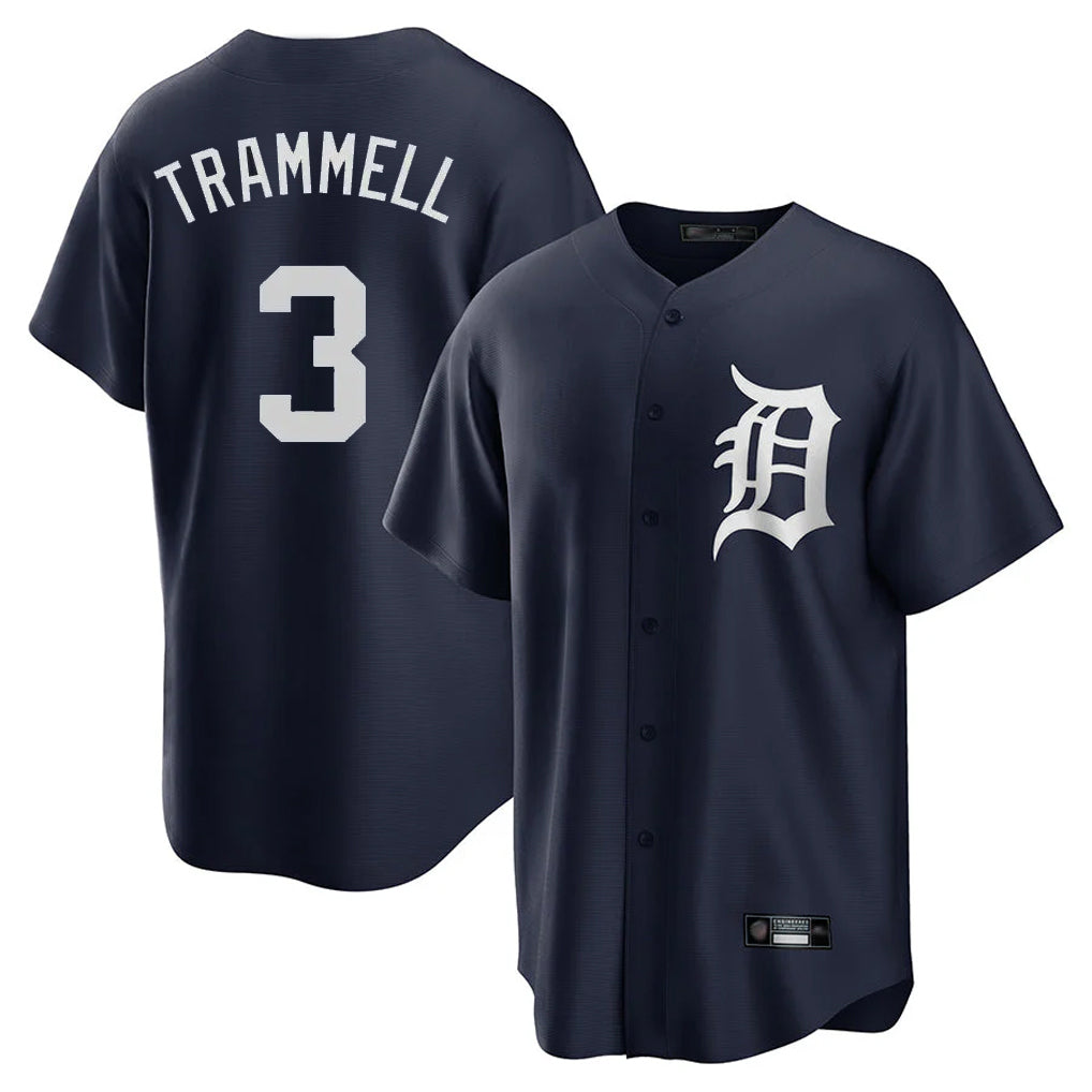 Detroit Tigers #3 Alan Trammell Player Navy HeidiMiller Game Home Stitched Jerseys