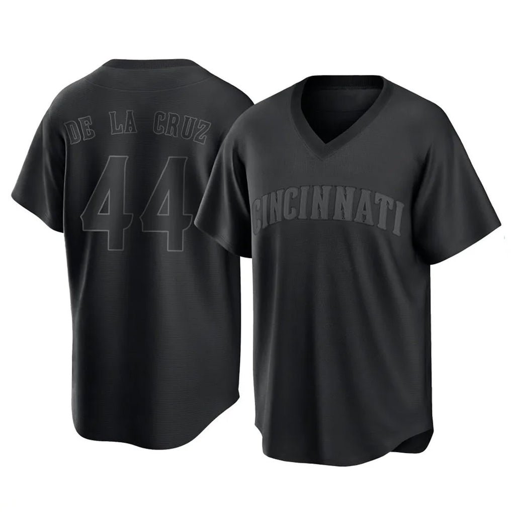 Cincinnati Reds #44 Elly De La Cruz Player Black HeidiMiller T-shirt Game Home Stitched Jerseys