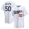 Los Angeles Dodgers #50 Mookie Betts Player Gold White HeidiMiller Collection Limited Home Stitched Jerseys
