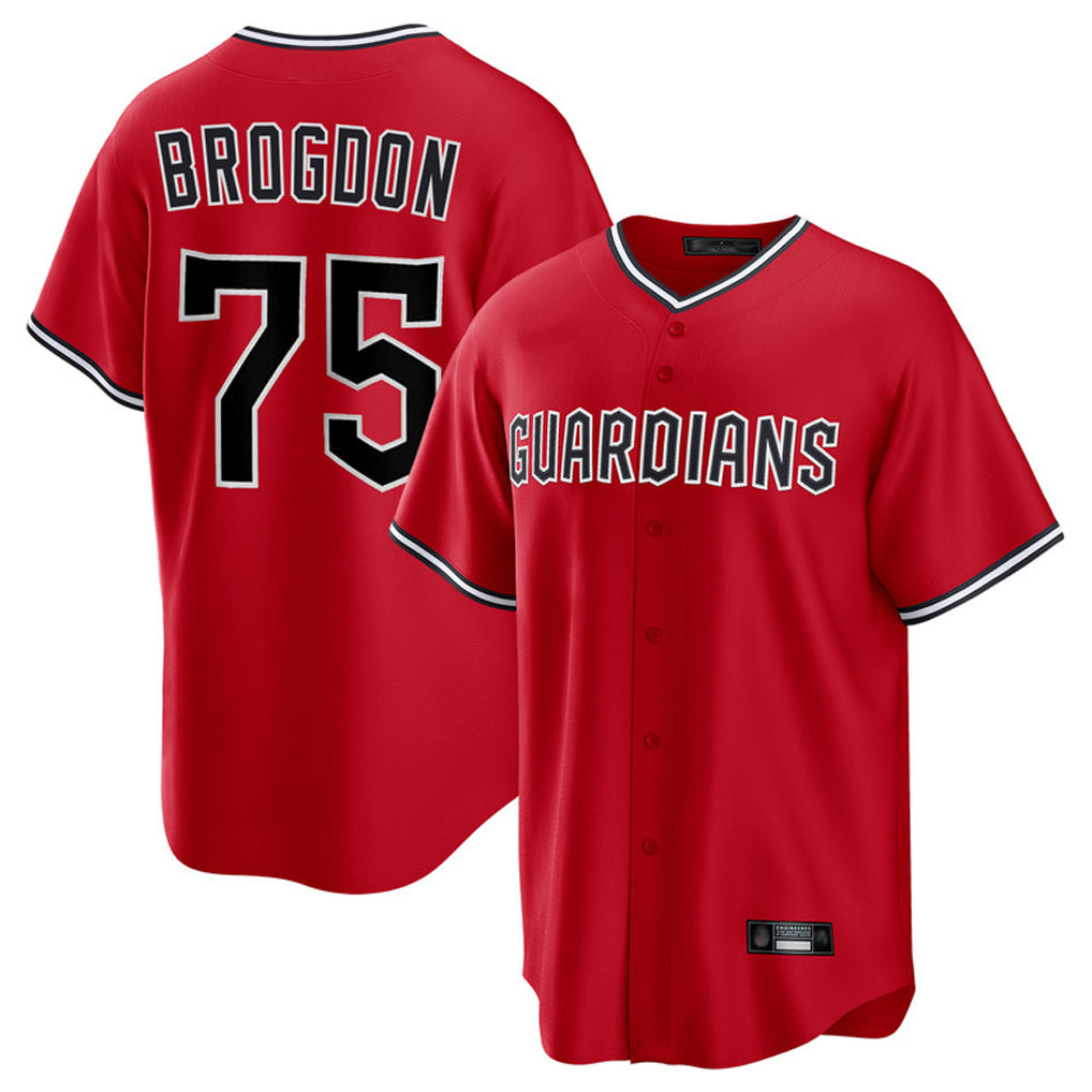 Cleveland Guardians #75 Connor Brogdon Player Red HeidiMiller Home Game Stitched Jerseys