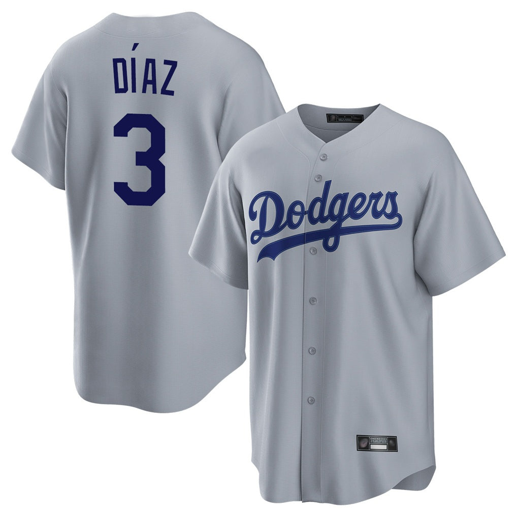 Los Angeles Dodgers #3 Edwin D¨ªaz Player Gray HeidiMiller Game Stitched Jerseys