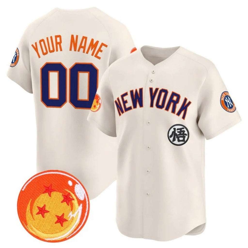 Custom New York Yankees x Dragon Ball Cream HeidiMiller Vapor Premier Limited Jersey - All Stitched