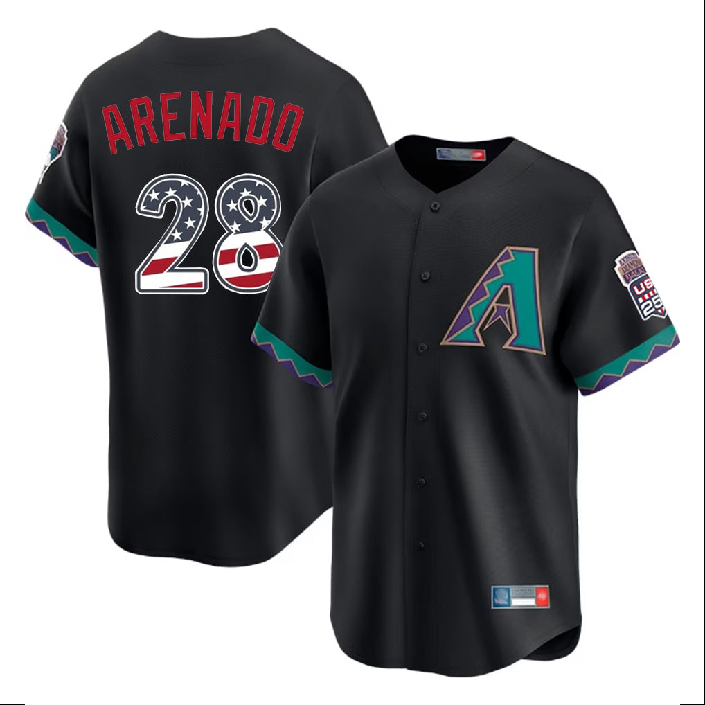 Arizona Diamondbacks #28 Nolan Arenado Player Black HeidiMiller USA 250 Fourth of July Home Game Stitched Jerseys